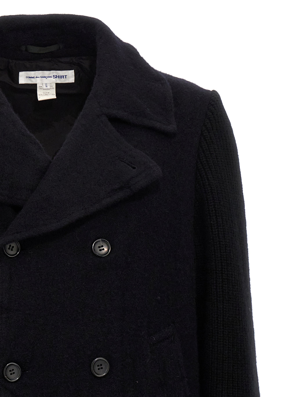 Comme Des Garçons Blue Wool Coat