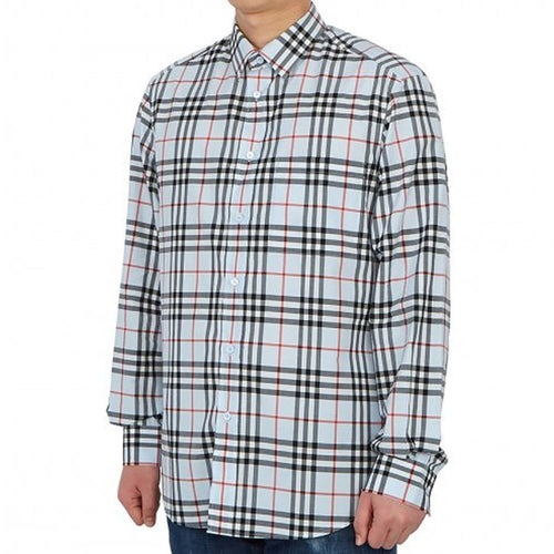 Burberry Blue Cotton Pattern Shirt